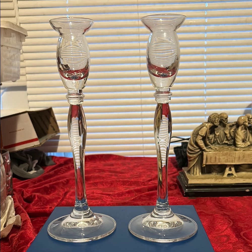 Pair of mikasa crystal candle holders
